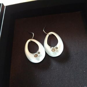 Alexis Bittar Earrings - White Lucite w/Crystals